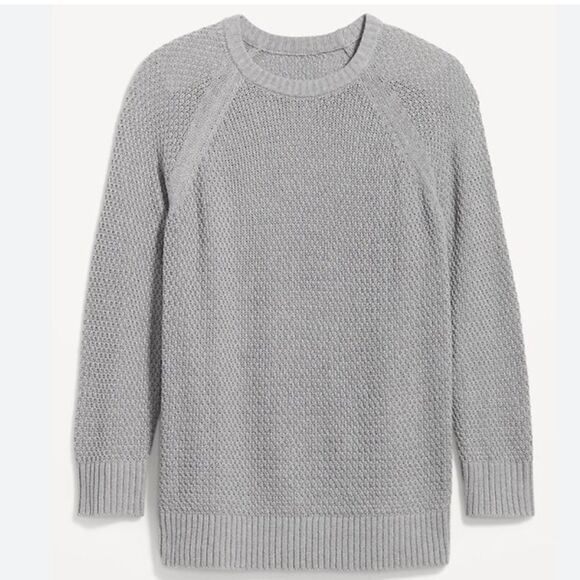 OLD NAVY SIZE LARGE MED HEATHER GREY TEXTURED TUNIC SWEATER - Picture 1 of 6
